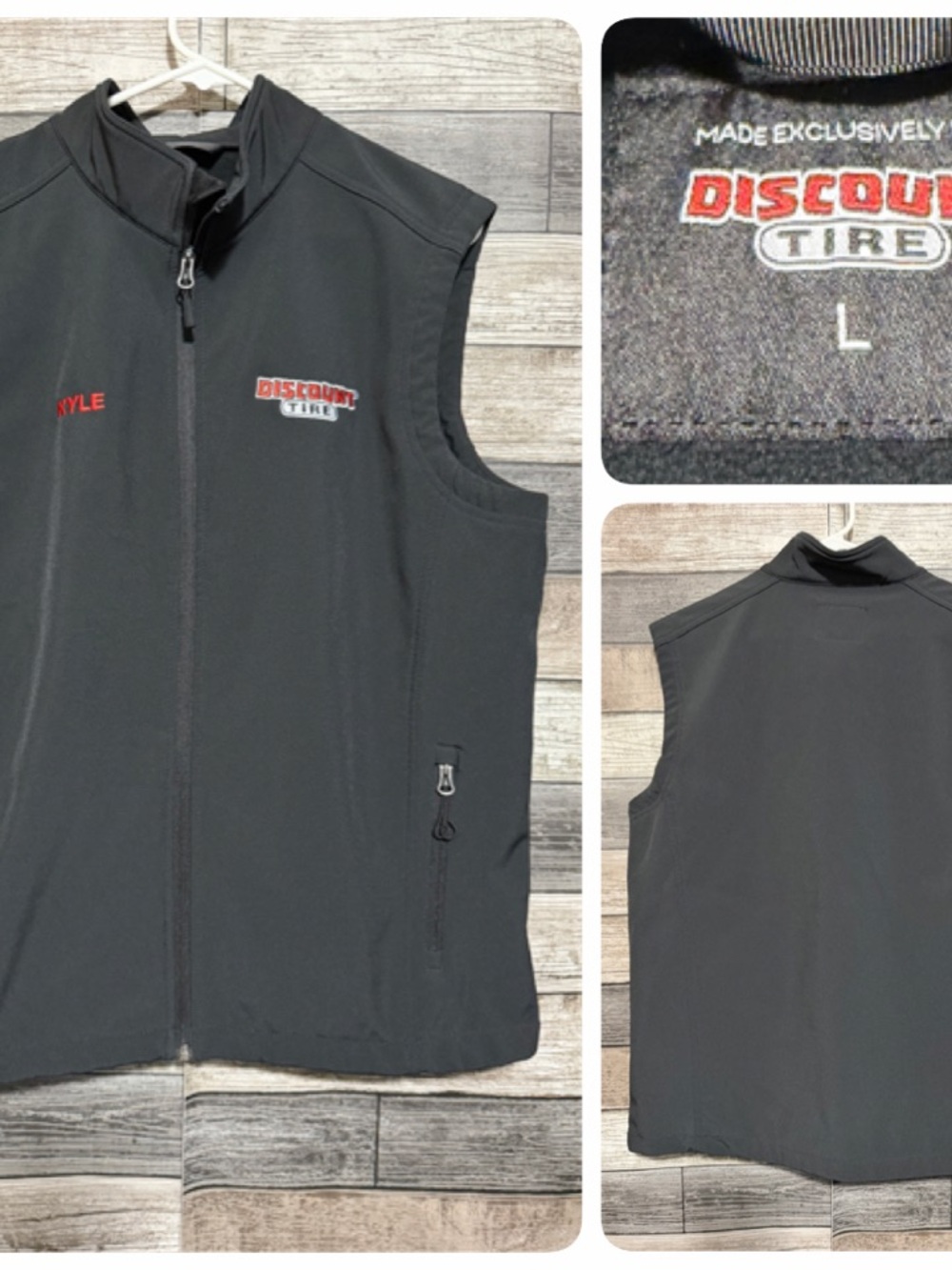 Image Solutions Discount Tire Employee Vest Men’s L Black Full Zip Fleece Lined